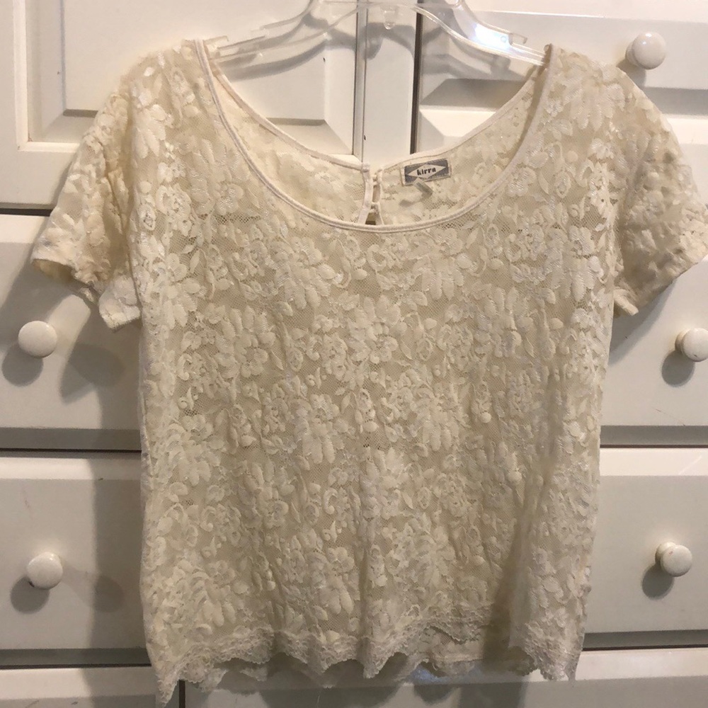 White lace flower shirt